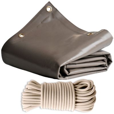Pack TECPLAST Toile Pergola Taupe 3x4 m + Sandow Ivoire 20m - Bâche Pergola prête à poser LP640PR Garantie 8 ans