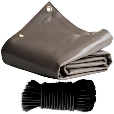 Pack TECPLAST Toile Pergola Taupe 3x4 m + Sandow Noir 20m - Bâche Pergola prête à poser LP640PR Garantie 8 ans