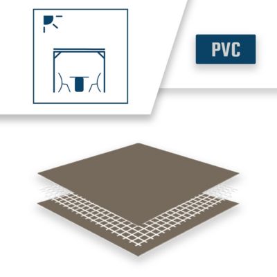 Pack TECPLAST Toile Pergola Taupe 3x4 m + Sandow Noir 20m - Bâche Pergola prête à poser LP640PR Garantie 8 ans