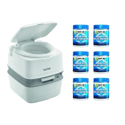 PACK  Toilette Portable 100% Autonome 21 Litres + 6x15 Sachets Traitement des Matières Camping car THETFORD