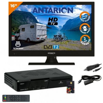 Pack TV LED 15.6" 39cm Téléviseur HD + Récepteur TNTSAT avec carte valable 4ans ANTARION