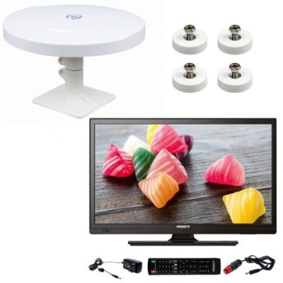 Pack  TV LED 18.5" 47cm Téléviseur HD 12V + Antenne TNT Camping Car + 4 Aimants ANTARION