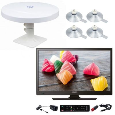 Pack  TV LED 18.5" 47cm Téléviseur HD 12V + Antenne TNT Camping Car + 4 Ventouses ANTARION