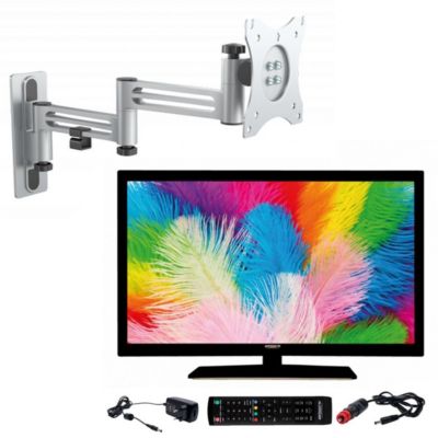 Pack  TV LED 21.5" 54cm Full HD 12V Camping-car + Support TV Double bras ANTARION
