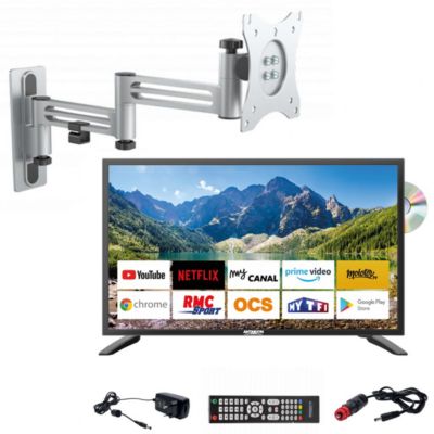 Pack  TV LED 21.5" 54cm Smart Connect Lecteur DVD + Support TV Double Bras ANTARION