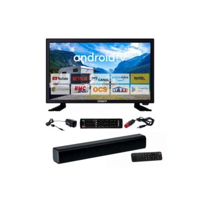 Pack  TV LED 21.5" 54cm Smart TV Camping 12V + Barre de Son Compacte ANTARION