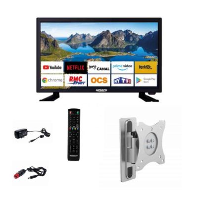 Pack  TV LED 21.5" 54cm Téléviseur Full HD Andoid Smart + Support Tv Camping Car ANTARION