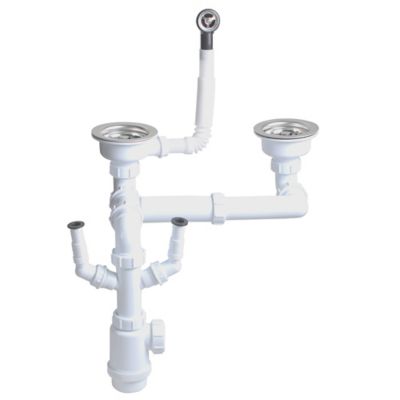 Pack vidage manuel inox blanc mat 1,5 bacs