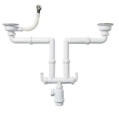 Pack vidage manuel inox blanc mat 1,5 bacs