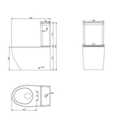 Pack WC à poser avec cuvette, abattant et réservoir, GoodHome Kentia