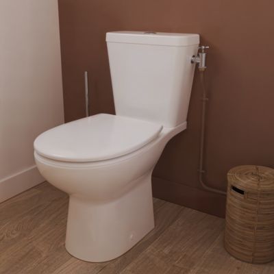 Pack WC à poser sans bord avec abattant déclipsable et frein de chute, sortie horizontale, NF, GoodHome Tasi