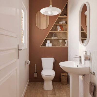 Pack WC à poser sans bord avec abattant déclipsable et frein de chute, sortie horizontale, NF, GoodHome Tasi