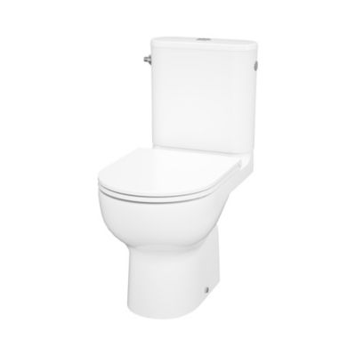 Pack WC à poser sans bride avec abattant déclipsable et frein de chute, sortie horizontale, blanc, effet vortex, GoodHome Cavally
