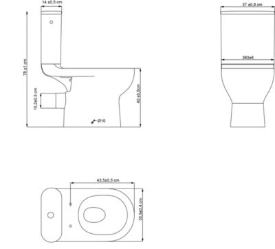 Pack WC à poser sans bride avec abattant déclipsable et frein de chute, sortie horizontale, blanc, effet vortex, GoodHome Cavally