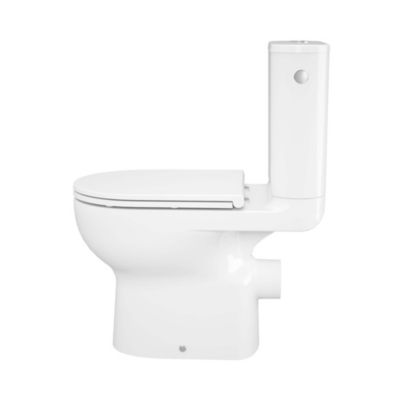 Pack WC à poser sans bride avec abattant déclipsable et frein de chute, sortie horizontale, blanc, effet vortex, GoodHome Cavally