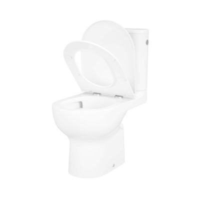 Pack WC à poser sans bride avec abattant déclipsable et frein de chute, sortie horizontale, blanc, effet vortex, GoodHome Cavally