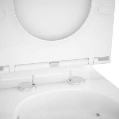 Pack WC à poser sans bride avec abattant déclipsable et frein de chute, sortie horizontale, blanc, effet vortex, GoodHome Cavally