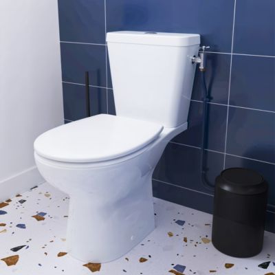 Pack WC à poser sans bride avec abattant déclipsable et frein de chute, sortie verticale, NF, GoodHome Tasi