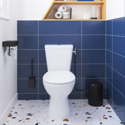 Pack WC à poser sans bride avec abattant déclipsable et frein de chute, sortie verticale, NF, GoodHome Tasi