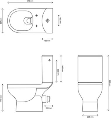 Pack WC à poser sans bride avec sortie horizontale GoodHome Cavally