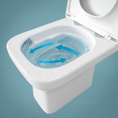 Pack WC à poser sans bride vortex avec abattant déclipsable et frein de chute, sortie horizontale, GoodHome Teesta