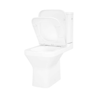 Pack WC à poser sans bride vortex avec abattant déclipsable et frein de chute, sortie horizontale, GoodHome Teesta