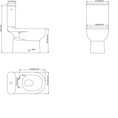 Pack WC à poser sans bride vortex avec abattant déclipsable et frein de chute, sortie verticale, GoodHome Cavally