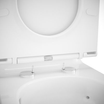 Pack WC à poser sans bride vortex avec abattant déclipsable et frein de chute, sortie verticale, GoodHome Cavally