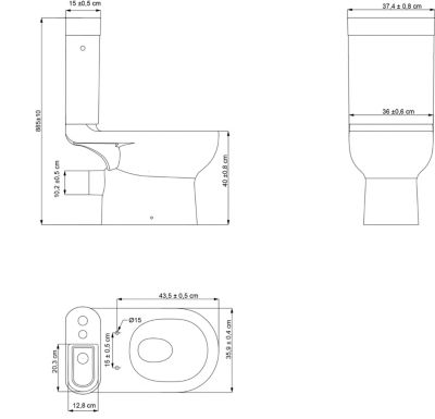 Pack WC à poser sans bride vortex avec lave-mains intégré, abattant déclipsable et frein de chute, sortie horizontale, GoodHome Cavally