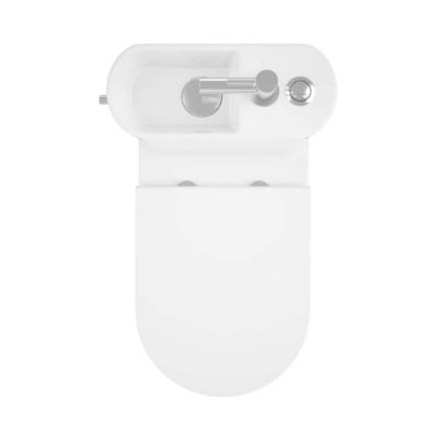 Pack WC à poser sans bride vortex avec lave-mains intégré, abattant déclipsable et frein de chute, sortie horizontale, GoodHome Cavally