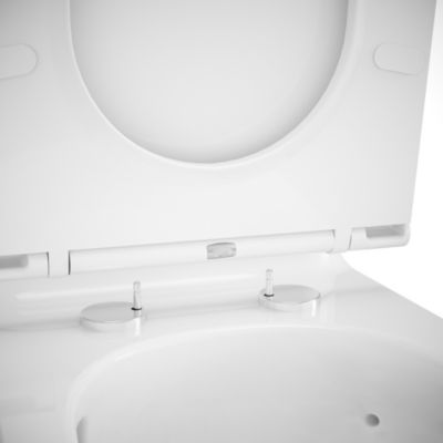 Pack WC à poser sans bride vortex avec lave-mains intégré, abattant déclipsable et frein de chute, sortie horizontale, GoodHome Cavally