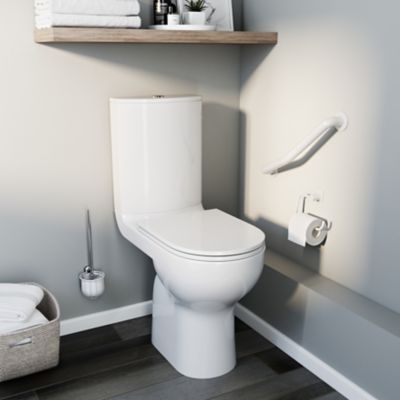 Cuvette WC à poser avec abattant blanc – Hauteur confortable