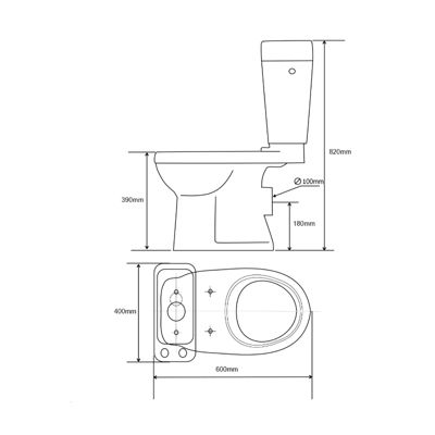 Pack WC avec lave mains intégré gain de place Sortie Horizontale