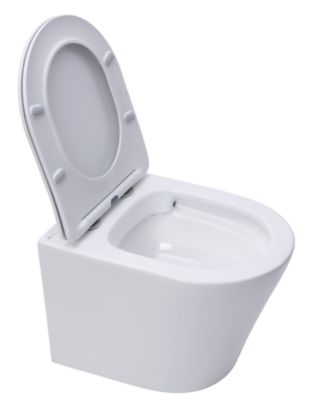 Pack WC Bâti autoportant + WC suspendu sans bride Infinitio + Abattant softclose + Plaque Blanche + Set d'isolation phonique