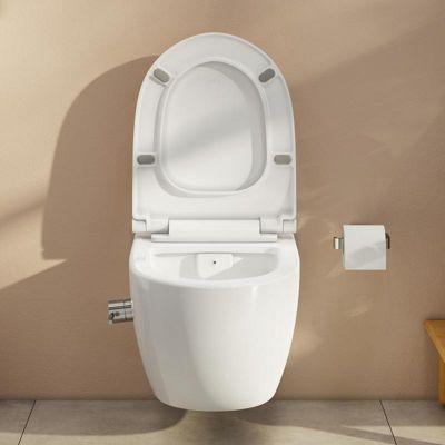 Pack WC Bâti-support Rapid SL + WC sans bride avec fonction bidet thermostatique + Plaque chrome