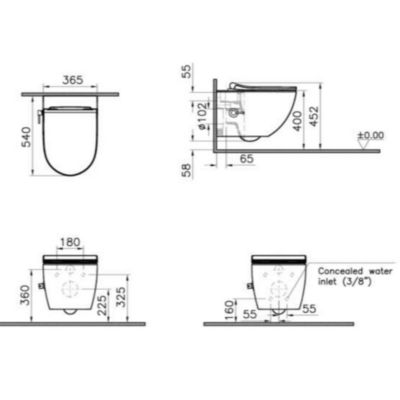 Pack WC Bâti-support Rapid SL + WC sans bride avec fonction bidet thermostatique + Plaque chrome