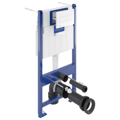 Pack WC bâti-support sol-mur Villeroy & Boch + WC suspendu sans bride Ceramia + abattant SoftClose + plaque blanche (VCNCETOR2)