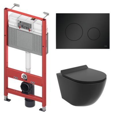 Pack WC Bâti-support TECEbase + WC Rolo noir + tapis d'isolation ...