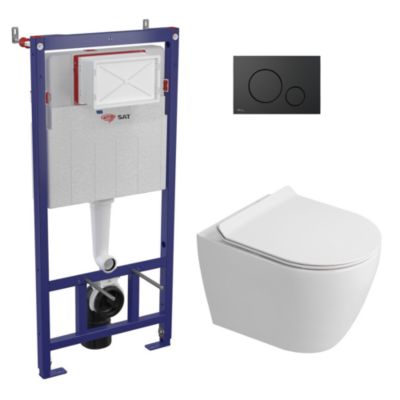 Pack WC bâti-support + WC sans bride Ceramia PixL avec abattant ...