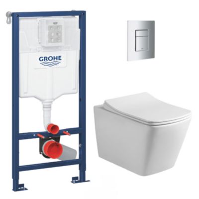 Pack WC Bâti-support + WC sans bride Infinitio Design + Abattant ...