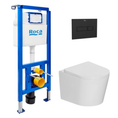 Pack WC bâti-support + WC suspendu sans bride Ceramia avec abattant SoftClose + plaque (ROCE14WT06-FR)