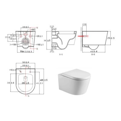 Pack WC Bati-support Geberit + Cuvette SAT rimless fixations invisibles + Abattant softclose + Plaque blanc alpin