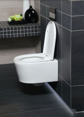 Pack WC Bati-support Geberit + Cuvette SAT rimless fixations invisibles + Abattant softclose + Plaque blanc alpin