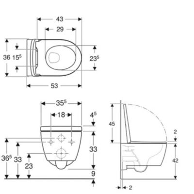 Pack WC Bati-support Geberit Duofix extra-plat + WC sans bride Geberit iCon + Abattant softclose + Plaque blanche (SLIM-iCon-B)