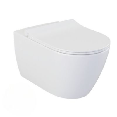 Pack WC Bati-support Geberit Duofix UP720 extra-plat + WC sans bride Livea Bello + Abattant softclose + Plaque blanche