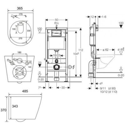 Pack WC Bati-support Geberit Duofix + WC sans bride SAT Infinitio Noir mat + Abattant frein de chute + Plaque Noire (BlackInfini