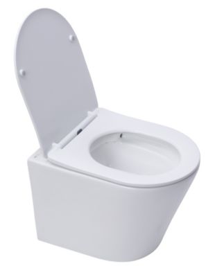 Pack WC Bati-support Geberit UP320 + WC Swiss Aqua Technologies Infinitio sans bride + Abattant softclose + Plaque blanche