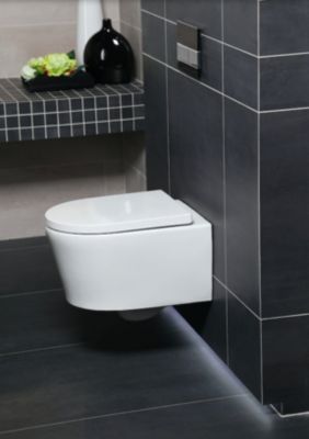 Pack WC Bati-support Geberit UP720 extra-plat + WC SAT sans bride fixations invisibles + Abattant + Plaque blanche (SLIM-SATriml