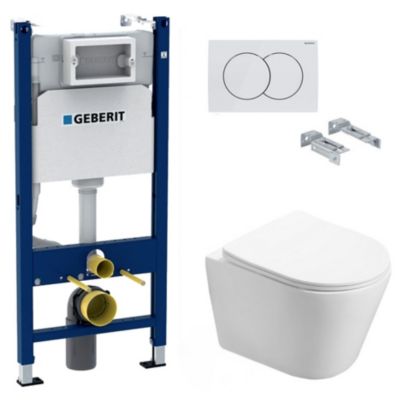 Pack WC Bati-support Geberit + WC Swiss Aqua Technologies Infinitio sans bride