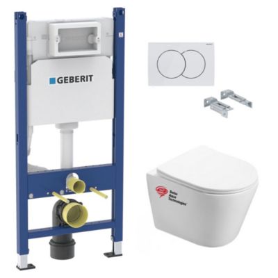 Pack WC Bati-support Geberit + WC Swiss Aqua Technologies Infinitio sans bride
